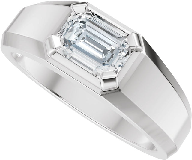 Platinum Emerald Lab-Grown Diamond Beveled-Edge Solitaire Band - 1 CTW - view 7