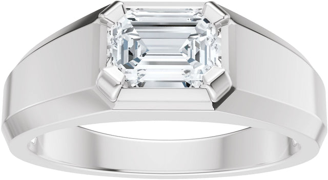 14K Gold Emerald Lab-Grown Diamond Beveled-Edge Solitaire Band - 1 CTW - White Gold - view 3