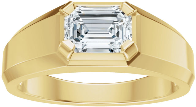 14K Gold Emerald Lab-Grown Diamond Beveled-Edge Solitaire Band - 1 CTW - Yellow Gold - view 2