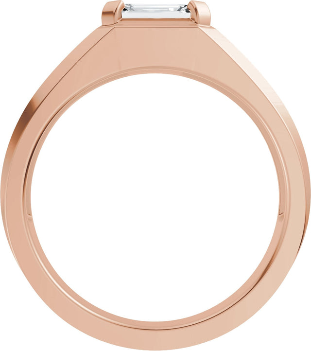 14K Gold Emerald Lab-Grown Diamond Beveled-Edge Solitaire Band - 1 CTW - Rose Gold - view 2