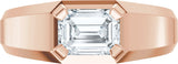 14K Gold Emerald Lab-Grown Diamond Beveled-Edge Solitaire Band - 1 CTW - Rose Gold - view 3