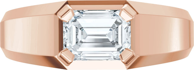 14K Gold Emerald Lab-Grown Diamond Beveled-Edge Solitaire Band - 1 CTW - Rose Gold - view 3