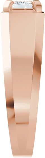 14K Gold Emerald Lab-Grown Diamond Beveled-Edge Solitaire Band - 1 CTW - Rose Gold - view 5