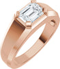 14K Gold Emerald Lab-Grown Diamond Beveled-Edge Solitaire Band - 1 CTW - Rose Gold