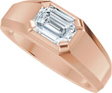 14K Gold Emerald Lab-Grown Diamond Beveled-Edge Solitaire Band - 1 CTW - Rose Gold - view 6