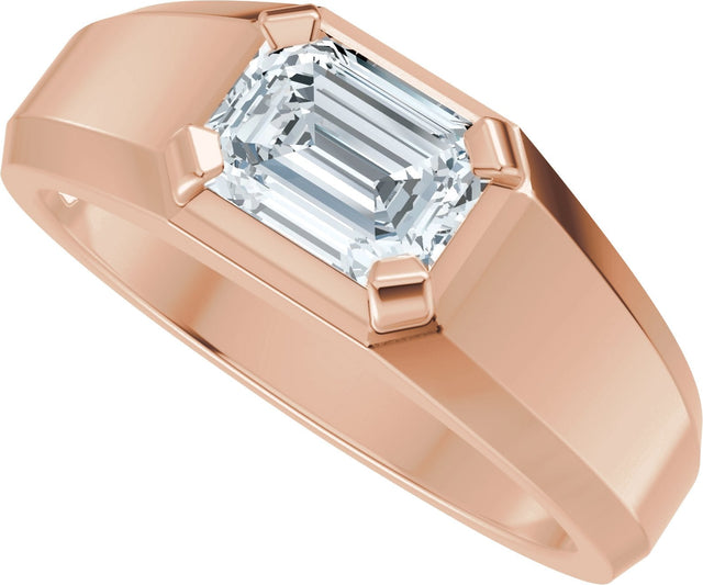 14K Gold Emerald Lab-Grown Diamond Beveled-Edge Solitaire Band - 1 CTW - Rose Gold - view 6