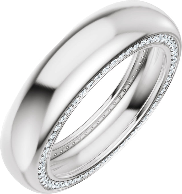 Platinum Round Lab-Grown Diamond Accented Half Round Band - 1mm Stones