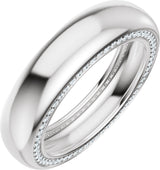 14K Gold Round Natural Diamond Accented Half Round Band - 1mm Stones - White Gold