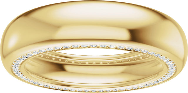 14K Gold Round Lab-Grown Diamond Accented Half Round Band - 1mm Stones - Yellow Gold - view 3