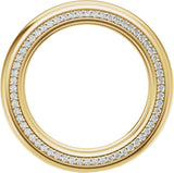 14K Gold Round Lab-Grown Diamond Accented Half Round Band - 1mm Stones - Yellow Gold - view 2