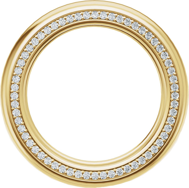 14K Gold Round Lab-Grown Diamond Accented Half Round Band - 1mm Stones - Yellow Gold - view 2