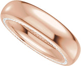 14K Gold Round Lab-Grown Diamond Accented Half Round Band - 1mm Stones - Rose Gold - view 5