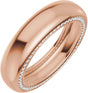14K Gold Round Natural Diamond Accented Half Round Band - 1mm Stones - Rose Gold