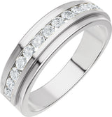 Platinum Round Lab-Grown Diamond Stepped-Edge Channel-Set Flat Band - 5/8 CTW