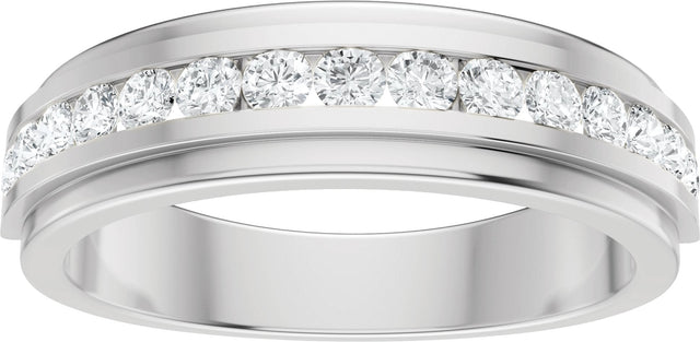 Platinum Round Natural Diamond Stepped-Edge Channel-Set Flat Band - 5/8 CTW - view 3