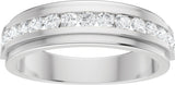 14K Gold Round Natural Diamond Stepped-Edge Channel-Set Flat Band - 5/8 CTW - White Gold - view 3