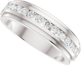 14K Gold Round Lab-Grown Diamond Stepped-Edge Channel-Set Flat Band - 5/8 CTW - White Gold - view 5