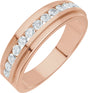 14K Gold Round Lab-Grown Diamond Stepped-Edge Channel-Set Flat Band - 5/8 CTW - Rose Gold
