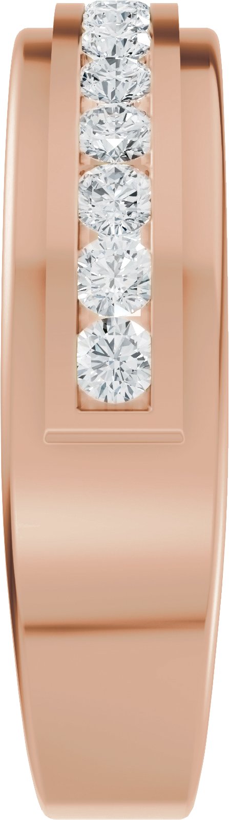 14K Gold Round Lab-Grown Diamond Stepped-Edge Channel-Set Flat Band - 5/8 CTW - Rose Gold - view 4
