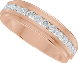 14K Gold Round Lab-Grown Diamond Stepped-Edge Channel-Set Flat Band - 5/8 CTW - Rose Gold - view 5