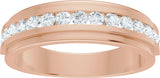 14K Gold Round Lab-Grown Diamond Stepped-Edge Channel-Set Flat Band - 5/8 CTW - Rose Gold - view 3