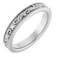 Platinum Round Natural Diamond Milgrain Edge Accented Floral Band - 02-06 CTW
