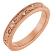 14K Gold Round Natural Diamond Milgrain Edge Accented Floral Band - 02-06 CTW - Rose Gold