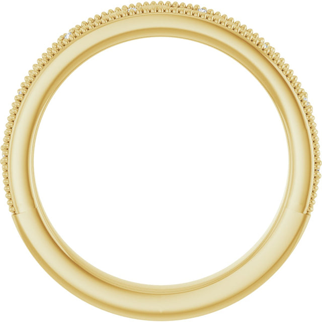 14K Gold Round Lab-Grown Diamond Milgrain Edge Accented Floral Band - 02-06 CTW - Yellow Gold - view 2