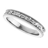 Platinum Round Lab-Grown Diamond Milgrain Edge Accented Floral Band - 02-06 CTW - view 5