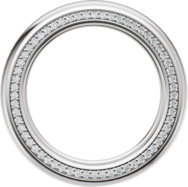 14K Gold Round Lab-Grown Diamond Accented Half Round Band - 1mm Stones - White Gold - view 2