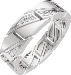 Platinum Round Natural Diamond Patterned Eternity Band - 1.3mm Stones
