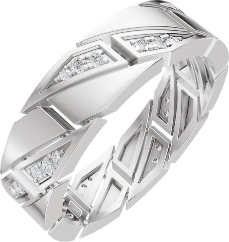 14K Gold Round Lab-Grown Diamond Patterned Eternity Band - 1.3mm Stones - White Gold