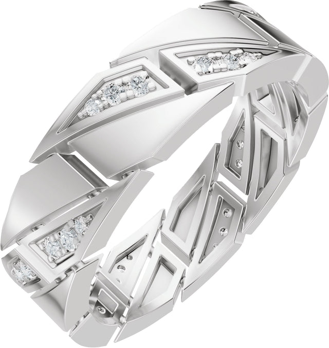 14K Gold Round Lab-Grown Diamond Patterned Eternity Band - 1.3mm Stones - White Gold