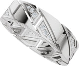 14K Gold Round Lab-Grown Diamond Patterned Eternity Band - 1.3mm Stones - White Gold - view 5