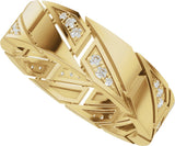 14K Gold Round Natural Diamond Patterned Eternity Band - 1.3mm Stones - Yellow Gold - view 5