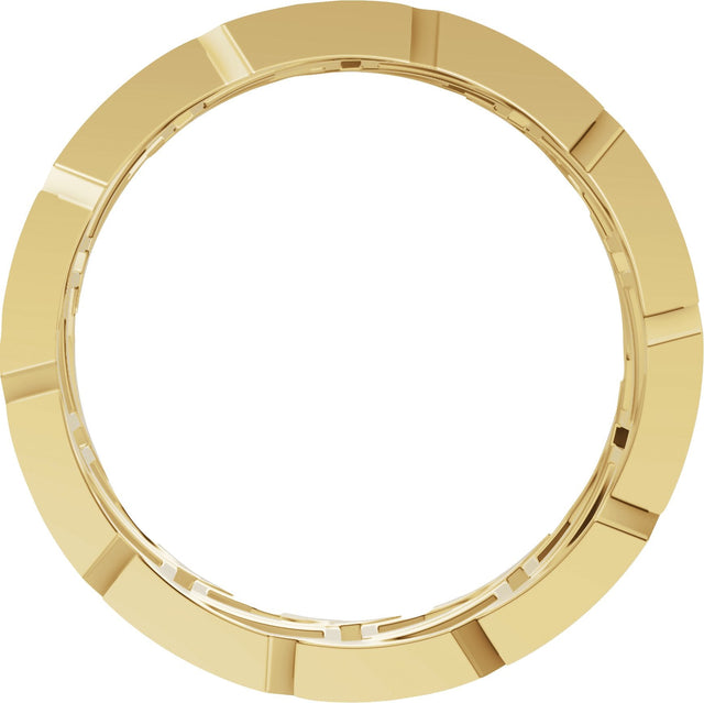 14K Gold Round Natural Diamond Patterned Eternity Band - 1.3mm Stones - Yellow Gold - view 2