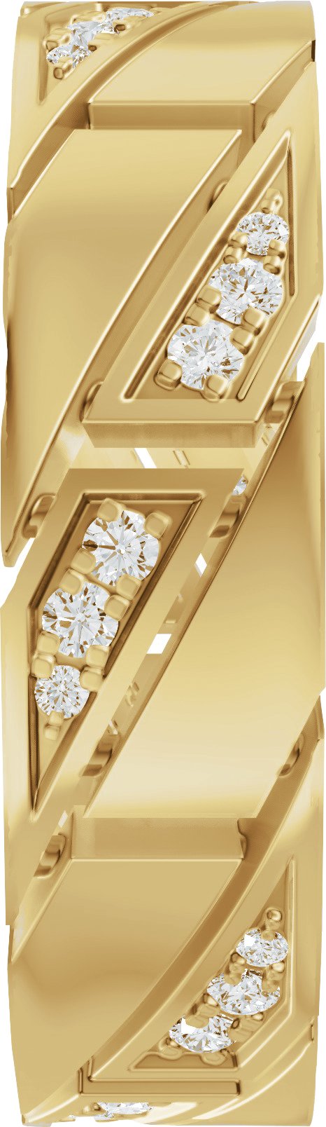 14K Gold Round Lab-Grown Diamond Patterned Eternity Band - 1.3mm Stones - Yellow Gold - view 4