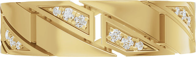14K Gold Round Lab-Grown Diamond Patterned Eternity Band - 1.3mm Stones - Yellow Gold - view 3