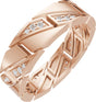 14K Gold Round Natural Diamond Patterned Eternity Band - 1.3mm Stones - Rose Gold