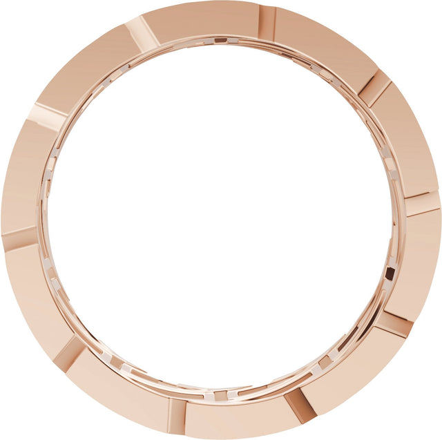 14K Gold Round Natural Diamond Patterned Eternity Band - 1.3mm Stones - Rose Gold - view 2