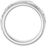 Platinum Round Lab-Grown Diamond Milgrain Edge Accented Floral Band - 02-06 CTW - view 2