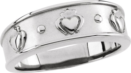 Platinum Claddagh Band – 8mm–8.25mm