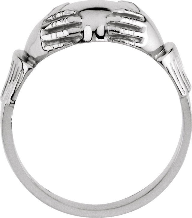 14K Gold Claddagh Band (Style 9423) - White Gold - view 2