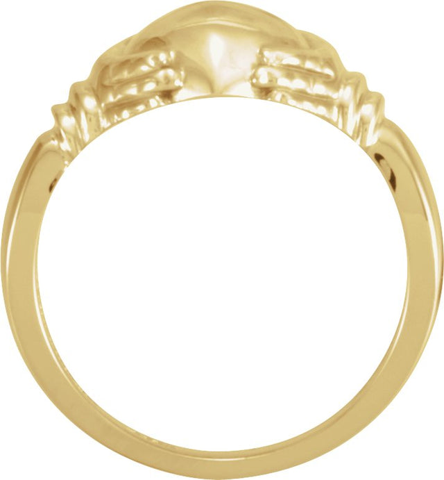 18K Gold Claddagh Band - Yellow Gold - view 2