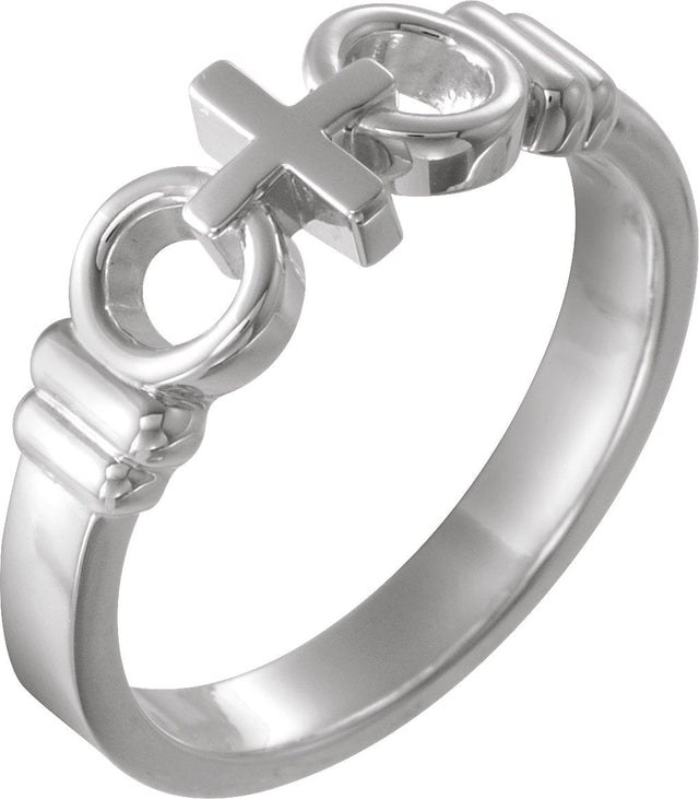 14K Gold Joined By Christ Ring - White Gold