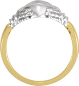 18K Gold Claddagh Band - Yellow/White Gold - view 2