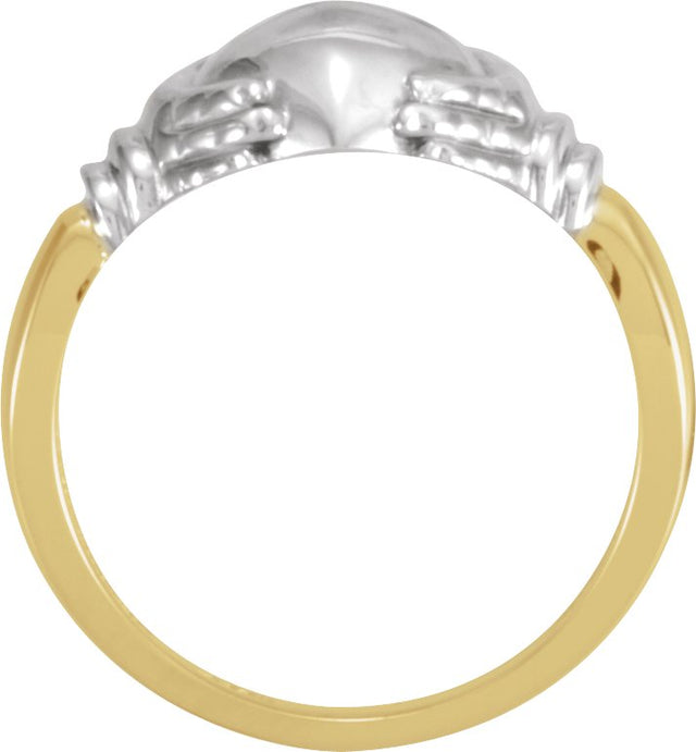 18K Gold Claddagh Band - Yellow/White Gold - view 2