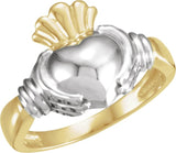 10K Gold Claddagh Band - Yellow/White Gold