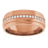 14K Gold Natural Diamond Stepped Edge Eternity Band – 1/3–3/8 CTW - Rose Gold - view 3
