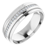 14K Gold Natural Diamond Stepped Edge Eternity Band – 1/3–3/8 CTW - White Gold